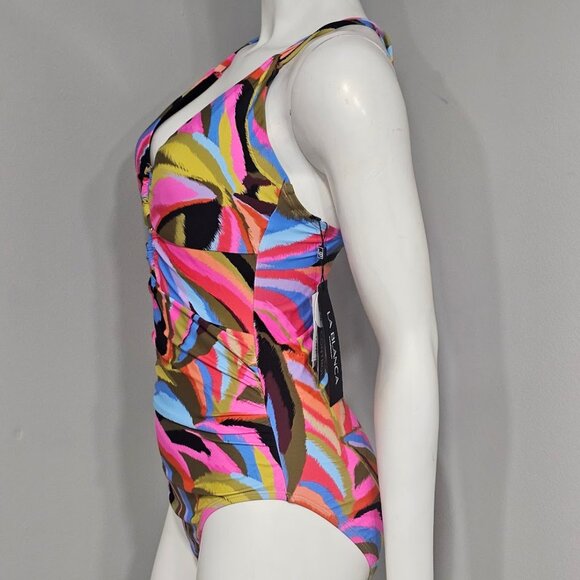 La Blanca Women's Tropic Waves Lace-up One-Piece Swimsuit - Picture 3 of 10